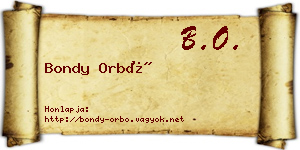 Bondy Orbó névjegykártya